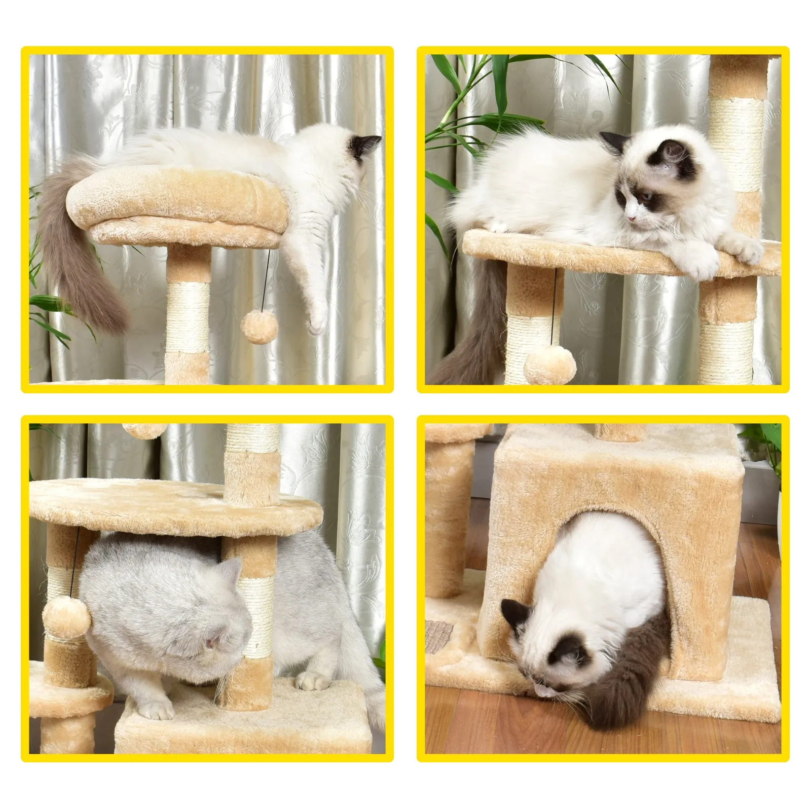 Multi-Level Kitten Cat Tree With Sisal Scratching Posts and Condo
