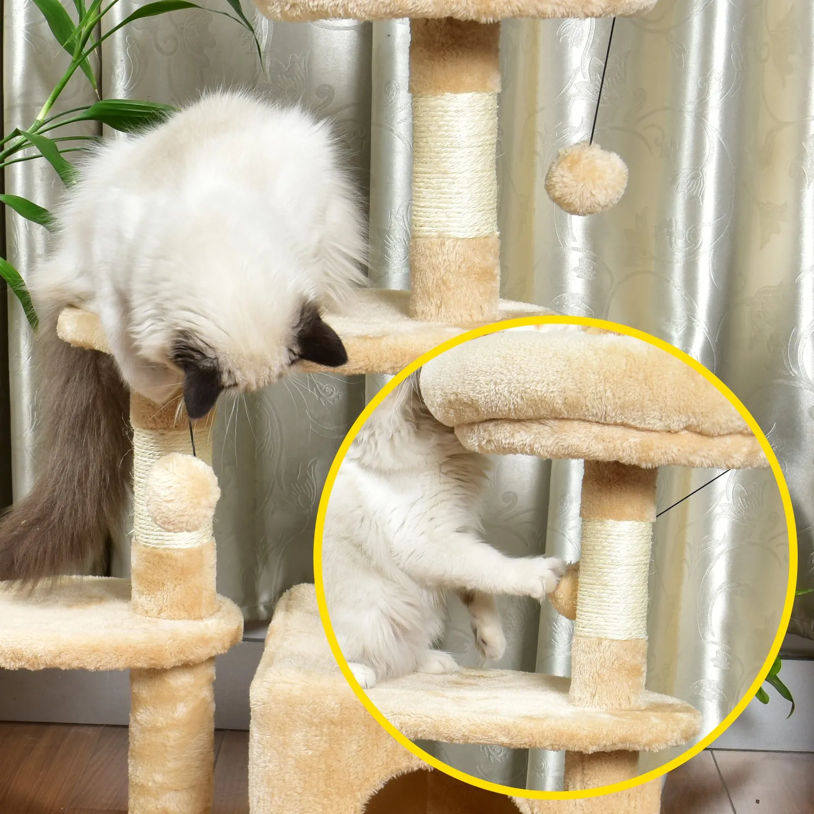 Multi-Level Kitten Cat Tree With Sisal Scratching Posts and Condo