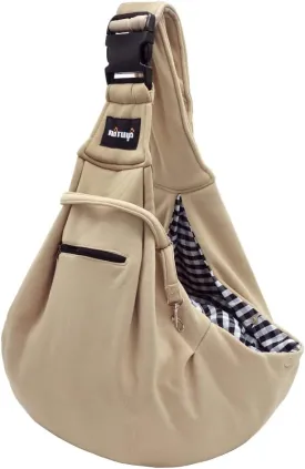 NATUYA Small Dog Carrier Sling Cat Sling,Adjustable Strap Hand Free Pet Puppy for Outdoor Traveling Subway (Apricot)