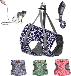 Niowatched Cat Vest Harness and Leash, Anti-Break Away Chest Strap Cat Clothes, Escape Proof Adjustable Soft Mesh Vest for Cats, Breathable Comfortable Pet Harness with Quick Release Buckle (C, M)