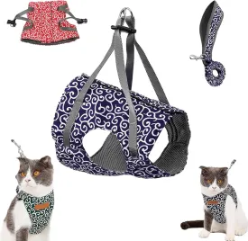 Niowatchted Cat Vest Harness and Leash, Escape Proof Soft Adjustable Catleash, Cat Dogs Vest Harness and Leash Anti-Break Away Chest Strap Cat Clothes (Blue, L)
