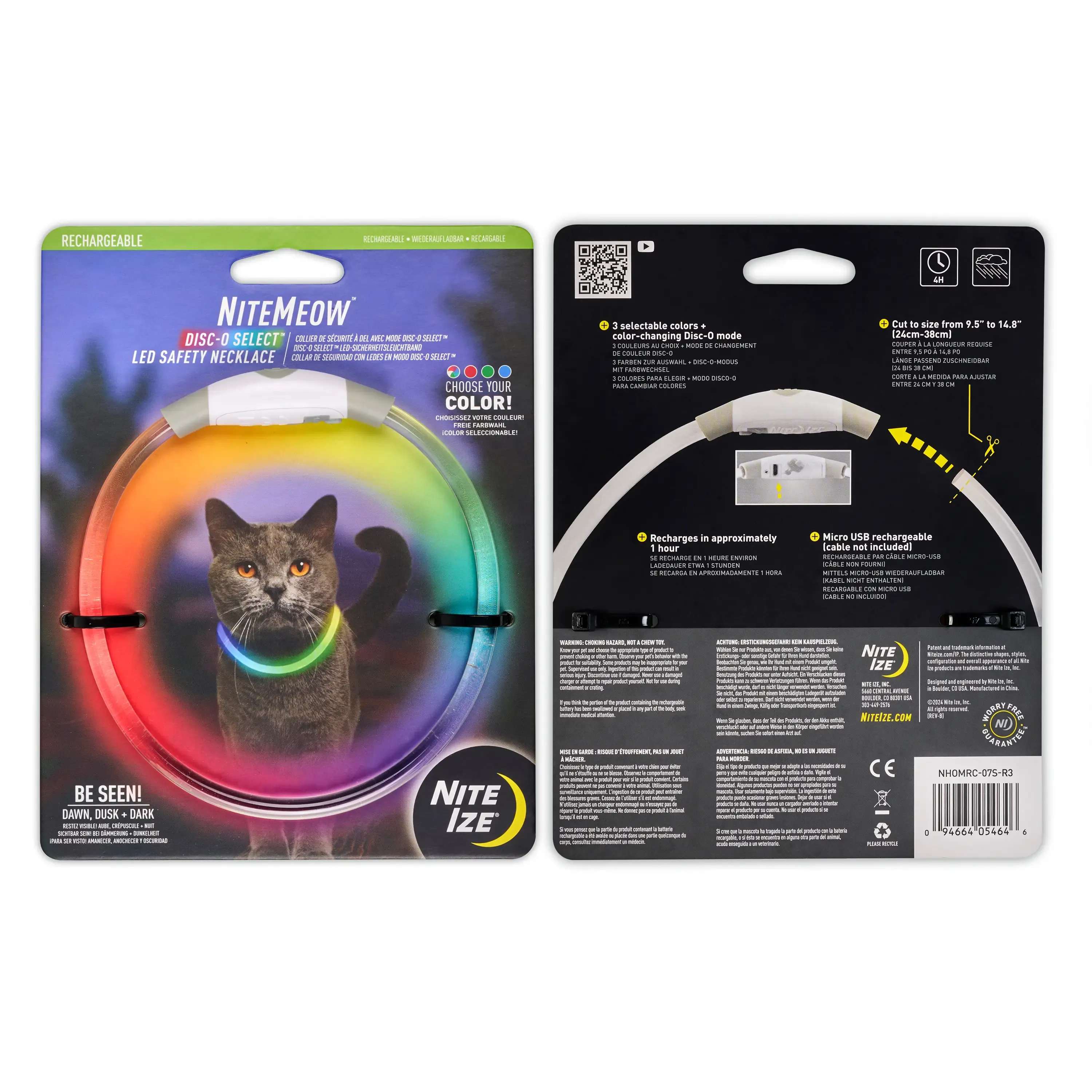 NiteMeow Rechareable LED Saftey Necklace - Disc-O Select