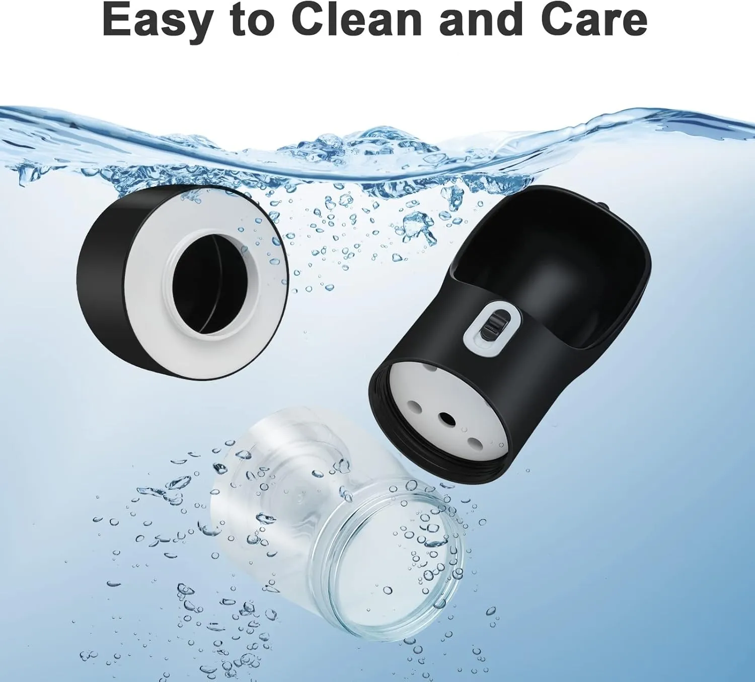 Outdoor Dog Water Bottle Dispenser - Leak Proof Water Bottle for Dogs On The Go with Food Container Multifunctional Travel Dog Water BottleBlack
