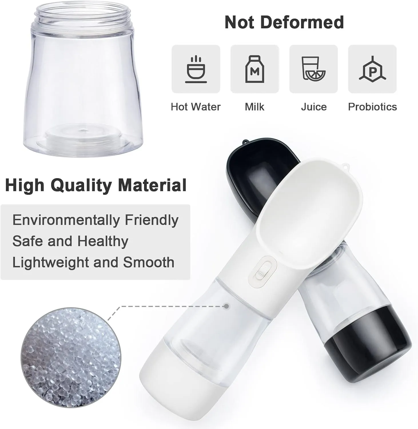 Outdoor Dog Water Bottle Dispenser - Leak Proof Water Bottle for Dogs On The Go with Food Container Multifunctional Travel Dog Water BottleBlack