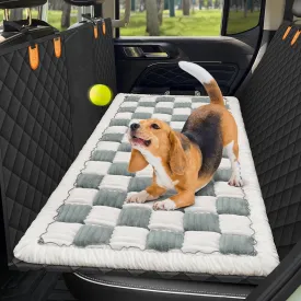 Pet Bed Mat for Car Backseat Extender, Non-Slip Plaid Dog Bed for Car Back Seat, Flannel Backseat Dog Bed for Cars Trucks and SUVs (Bluegrey&White, 24.8x54 inch)