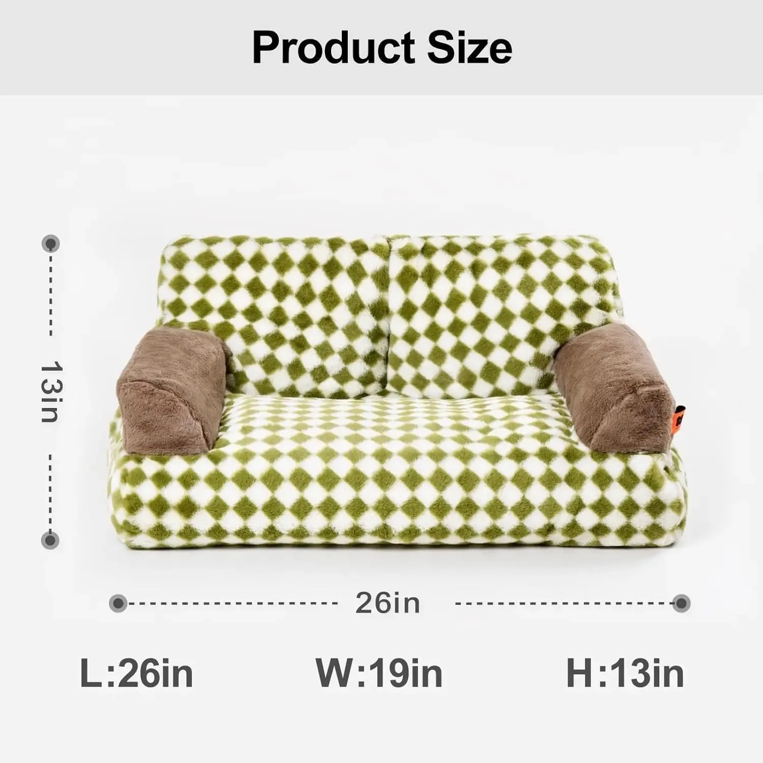 Pet Couch Bed 26×19×13 Inch Washable Cat Beds for Medium Small Dogs Cat up to 25 lbs Fluffy Cat Couch Black White