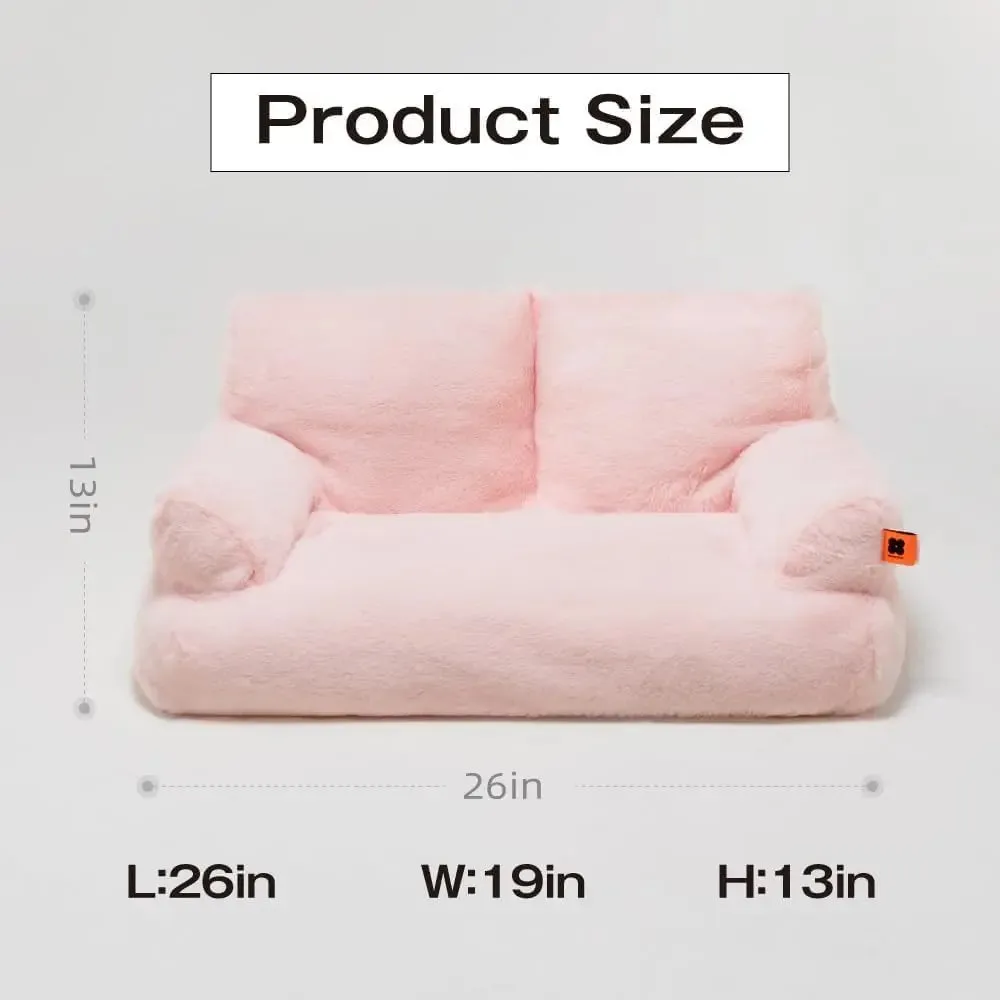 Pet Couch Bed 26×19×13 Inch Washable Cat Beds for Medium Small Dogs Cat up to 25 lbs Fluffy Cat Couch Black White