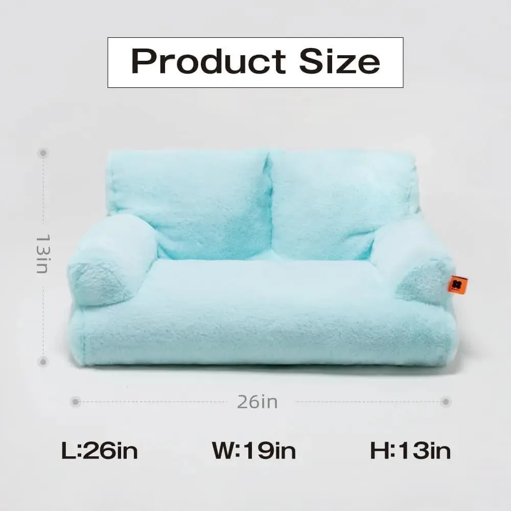 Pet Couch Bed 26×19×13 Inch Washable Cat Beds for Medium Small Dogs Cat up to 25 lbs Fluffy Cat Couch Black White