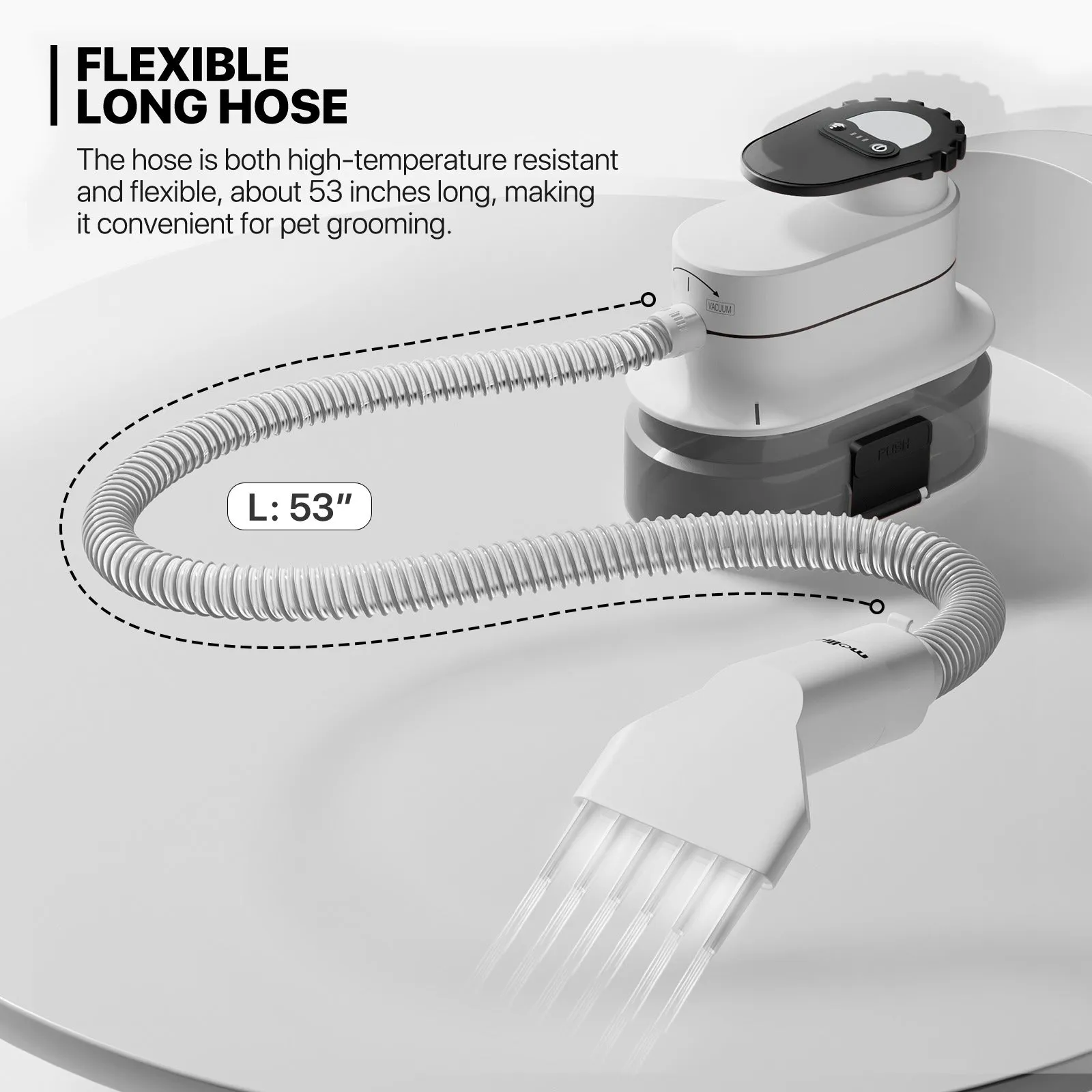 Pet Grooming Vacuum Kit - Blow & Vacuum - 300W, 3 Gear Speed, 6 Nozzles, 4L Dust Cup