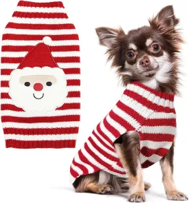 PETCARE Santa Funny Cute Red Striped Cat & Dog Sweater Vest - Small to XX-Large, Perfect for Fall, Winter & Xmas