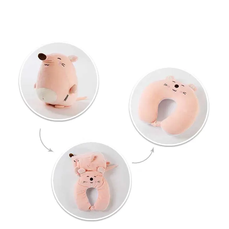 Pets 2-in-1 Kawaii Travel Neck Support Pillow & Plushies