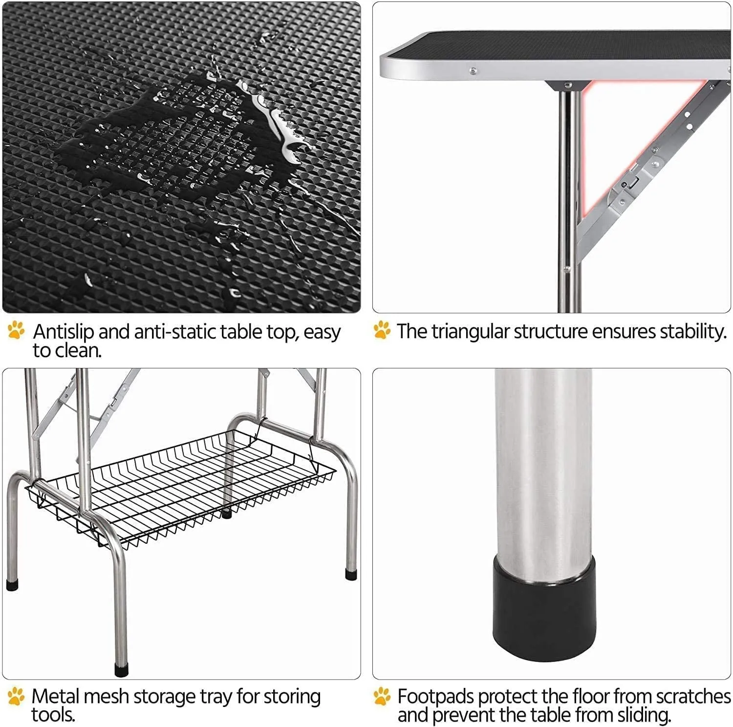 Professional Adjustable Pet Grooming Table for Large Dogs - Portable Trimming and Drying Table with Arm, Noose, and Mesh Tray - Supports Up to 330LB