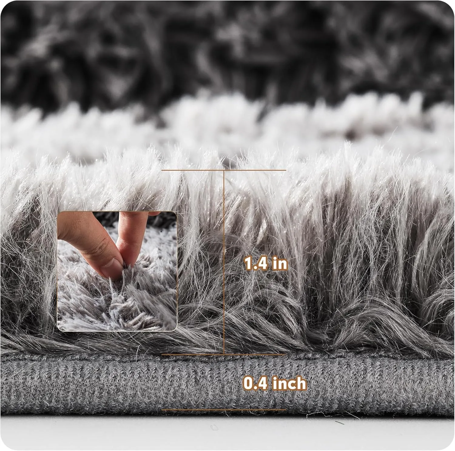 Shaggy Area Rug 4x5.9 Feet - Ultra Plush Machine Washable Non-Slip Carpet for Living Room & Bedroom, Hypoallergenic Nursery Kids Rug, Soft Fluffy Shag Indoor Floor Mat, Grey Home Decor