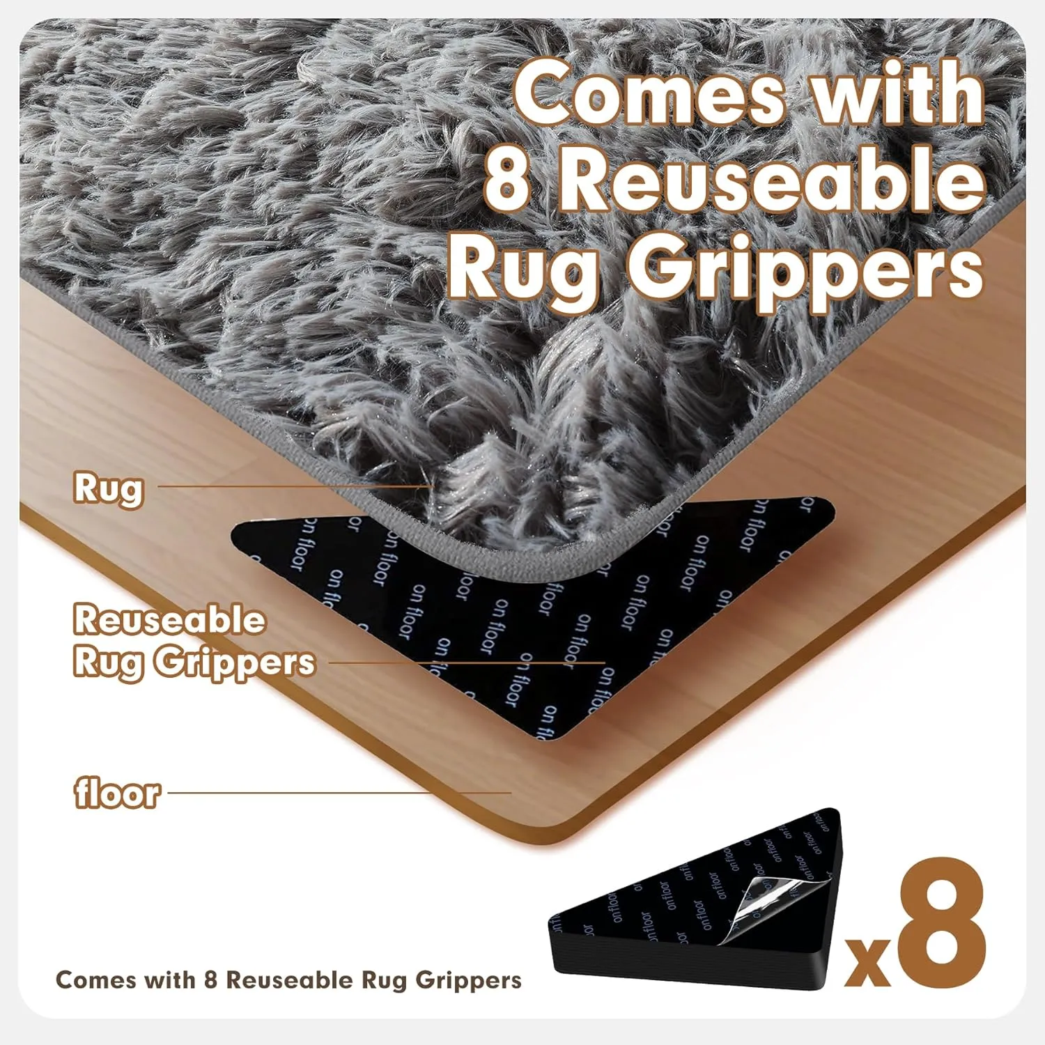 Shaggy Area Rug 4x5.9 Feet - Ultra Plush Machine Washable Non-Slip Carpet for Living Room & Bedroom, Hypoallergenic Nursery Kids Rug, Soft Fluffy Shag Indoor Floor Mat, Grey Home Decor