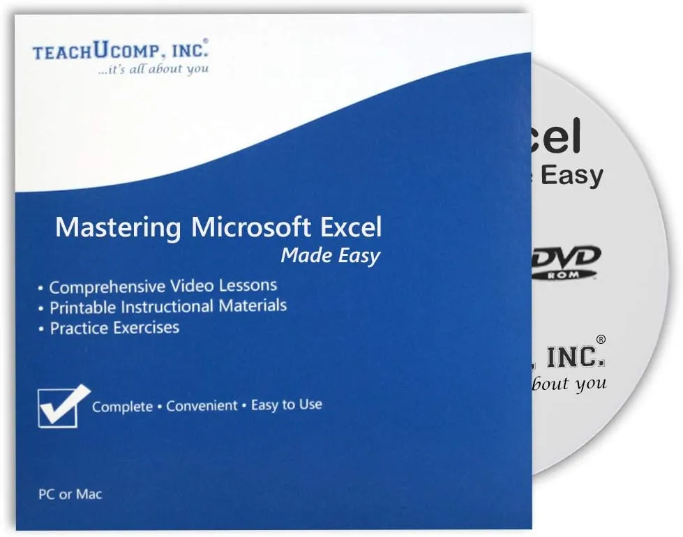 TEACHUCOMP Video Training Tutorial for Microsoft Excel 2019 DVD-ROM Course and PDF Manual
