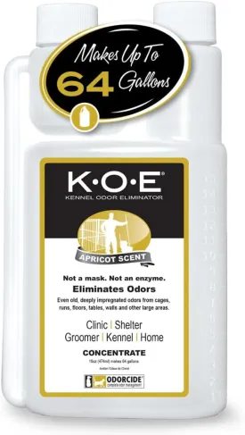 Thornell Odor Eliminator 16oz Concentrate  K.O.E. Apricot Odor Eliminator for Strong Odor for Cages, Runs & More  Pet Odor Eliminator for Home & Kennel w/Safe, Non-Enzymatic Formula