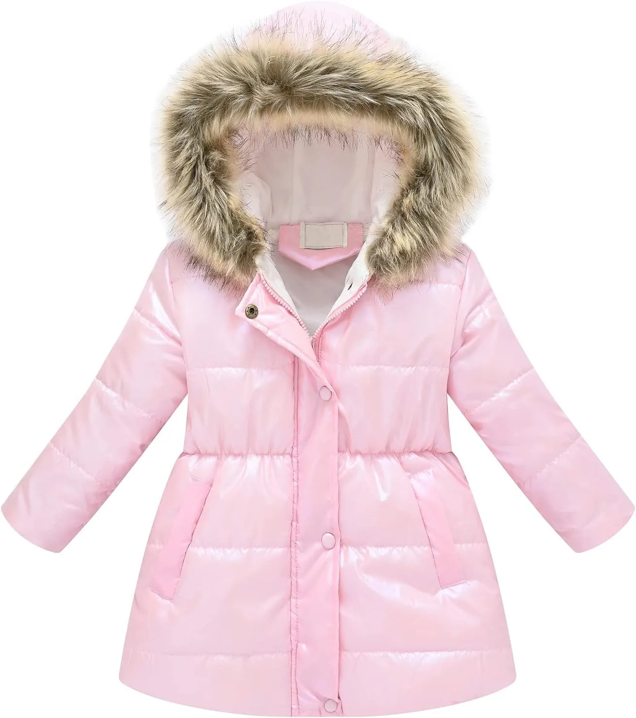 Toddler Girl's Winter Fleece Lined Long Parka Puffer Coat Insulated Ski Jacket with Fur Trim Hood Kids Down Jacket Coat