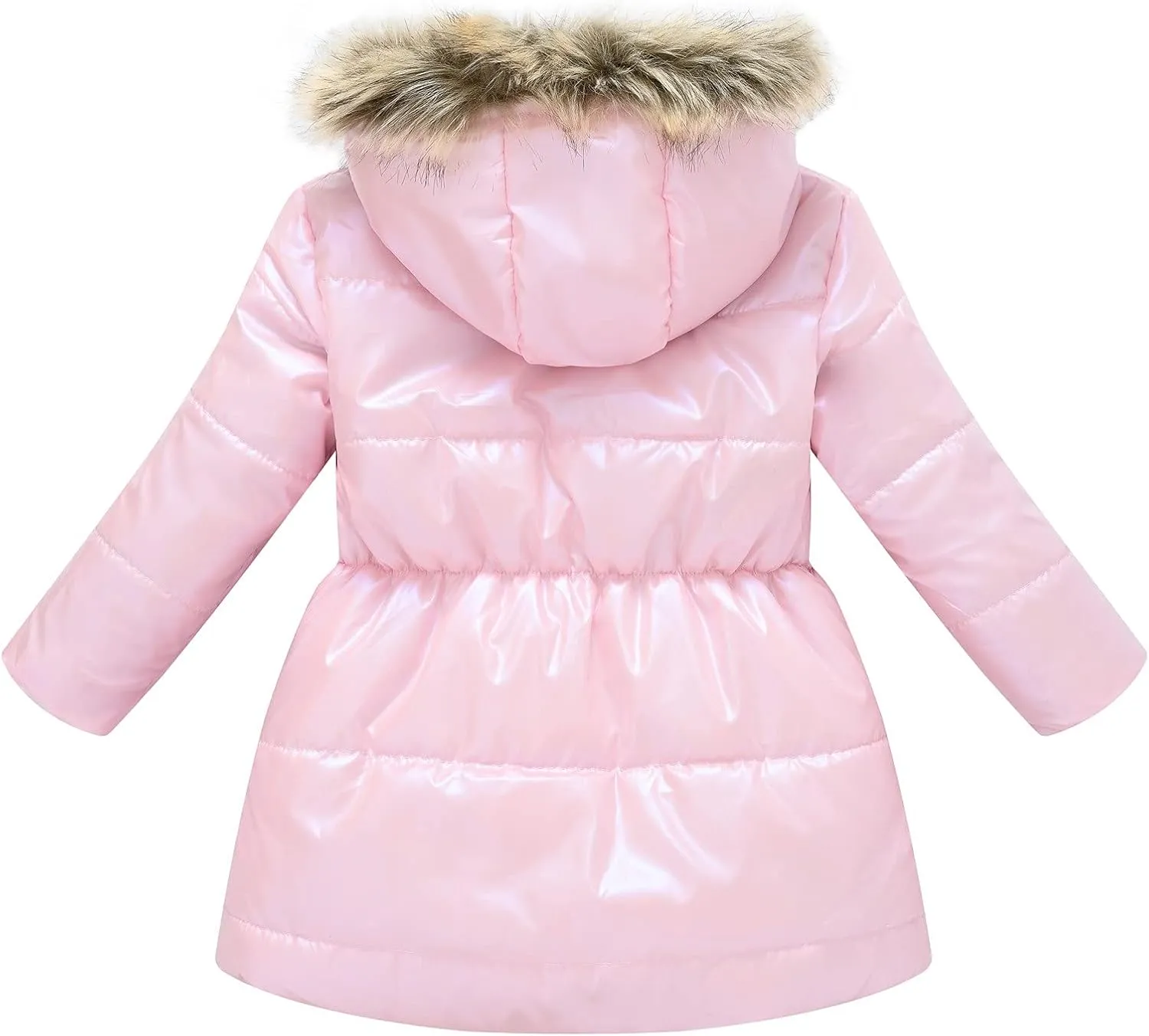 Toddler Girl's Winter Fleece Lined Long Parka Puffer Coat Insulated Ski Jacket with Fur Trim Hood Kids Down Jacket Coat