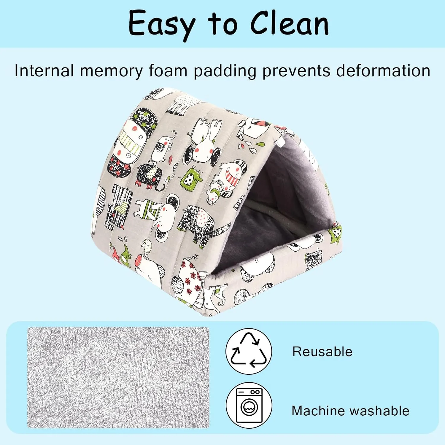 UPINS 2 Pack Guinea Pig Hideout,Guinea Pig Bed Washable Small Animal House Cage Accessories for Mouse Chinchillas Hamsters Hedgehogs Ferrets Bearded Dragons and Rats