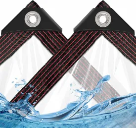 Waterproof Clear Tarp - with Grommets Small 6x10ft for Garden, Tarpaulin Transparent of Firewood/Camping Rain Tarps, Dog Kennel Roof Canopy Outdoor