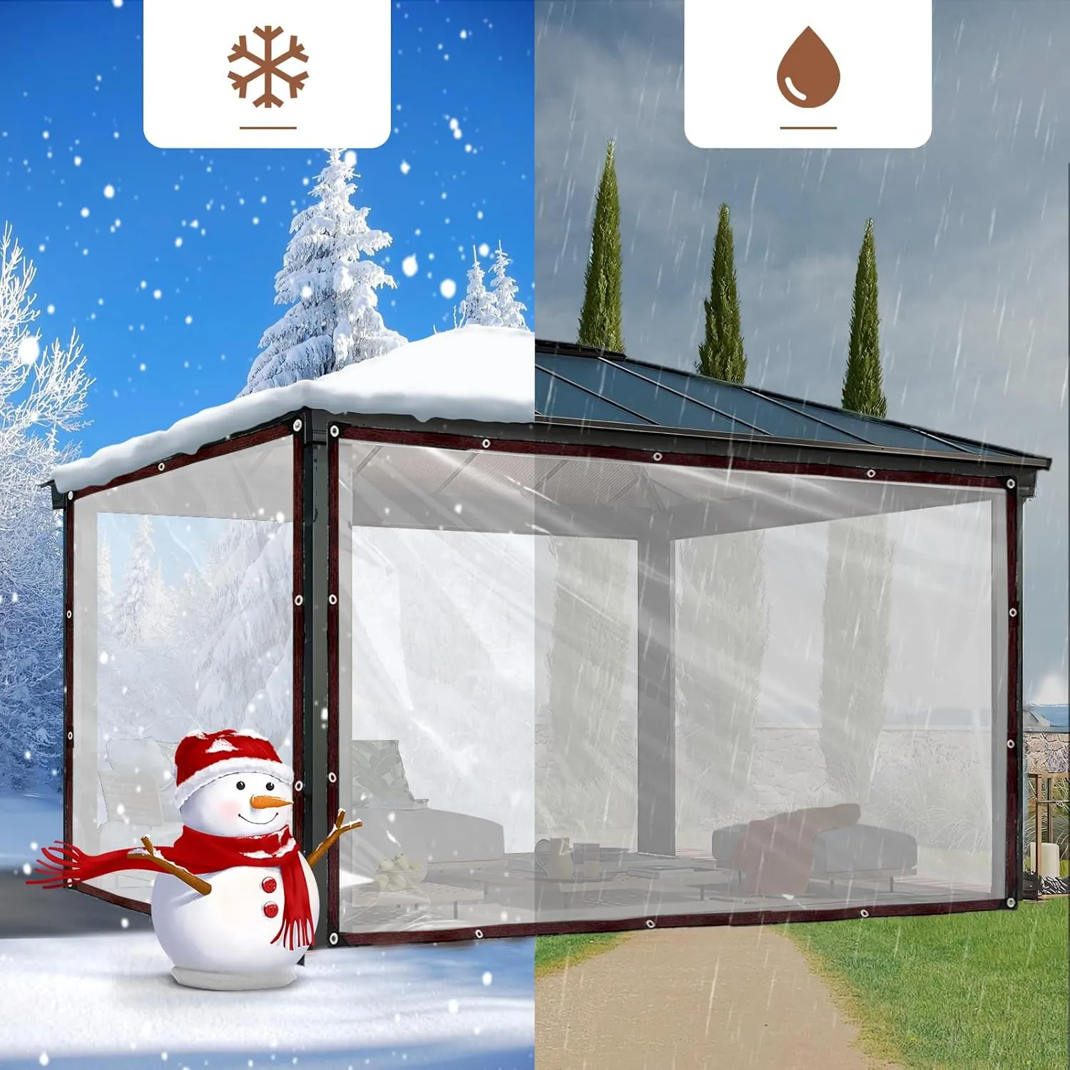 Waterproof Clear Tarp - with Grommets Small 6x10ft for Garden, Tarpaulin Transparent of Firewood/Camping Rain Tarps, Dog Kennel Roof Canopy Outdoor