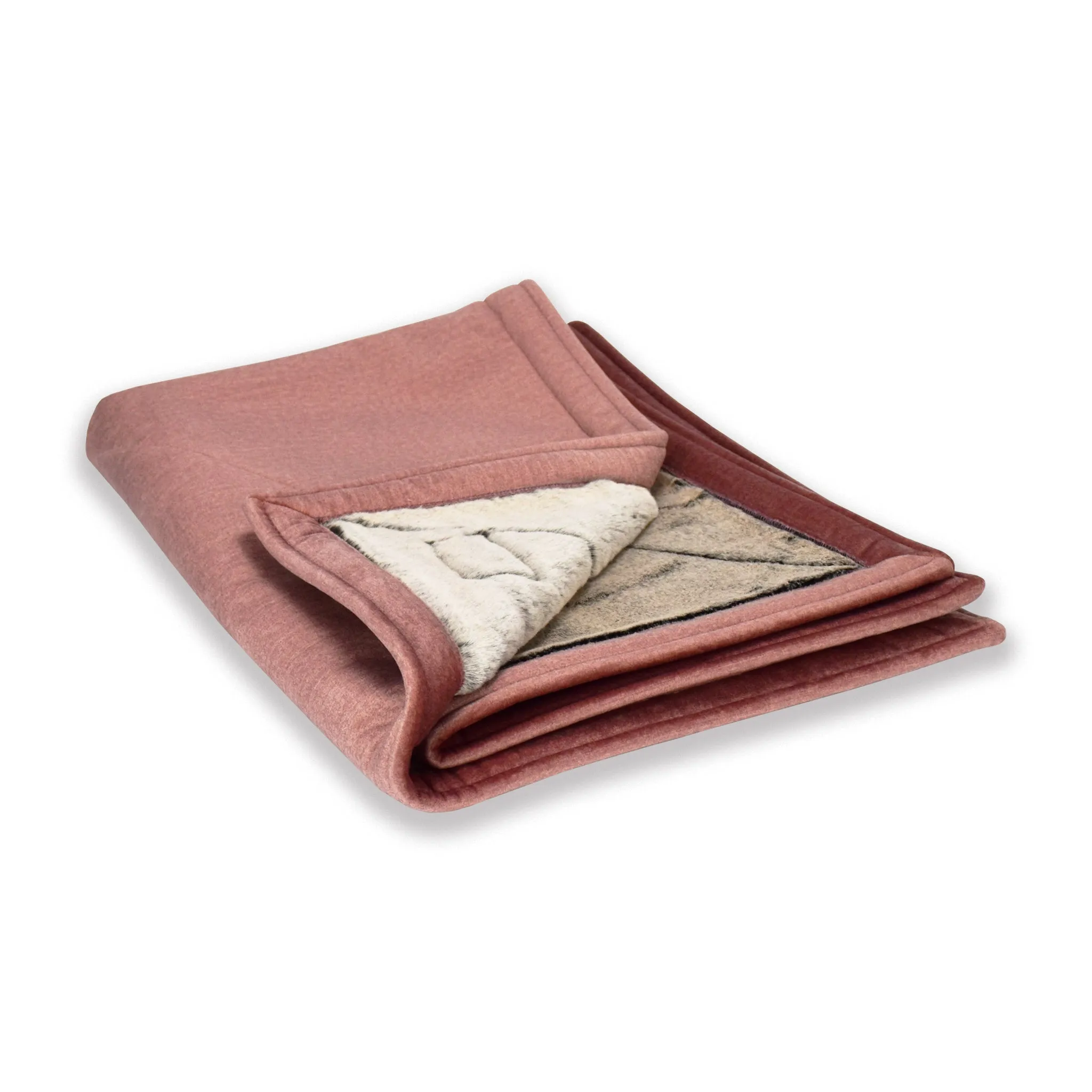 Weighted Blanket - Faux Fur and Pale Pink Velvet - Small