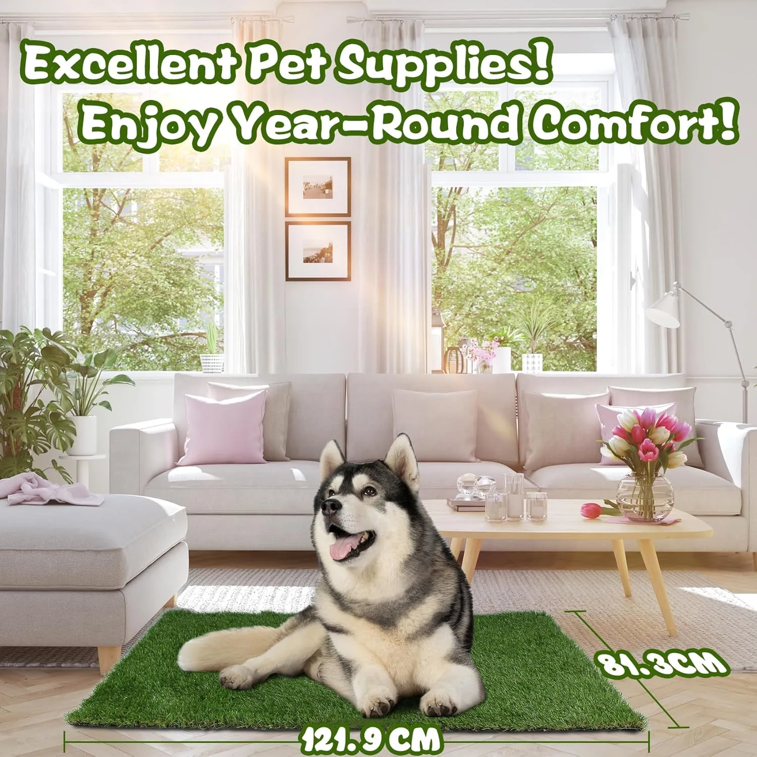 XLX TURF Artificial Grass Mat 48" x 32", Durable Dogs Fake Grass for Pets Potty Training, Artificial Turf Grass Rug for Patio Outdoor Indoor Decor