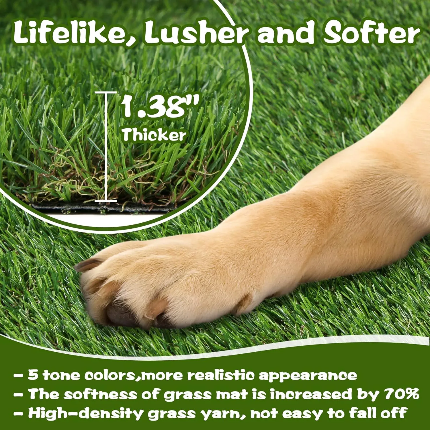 XLX TURF Artificial Grass Mat 48" x 32", Durable Dogs Fake Grass for Pets Potty Training, Artificial Turf Grass Rug for Patio Outdoor Indoor Decor