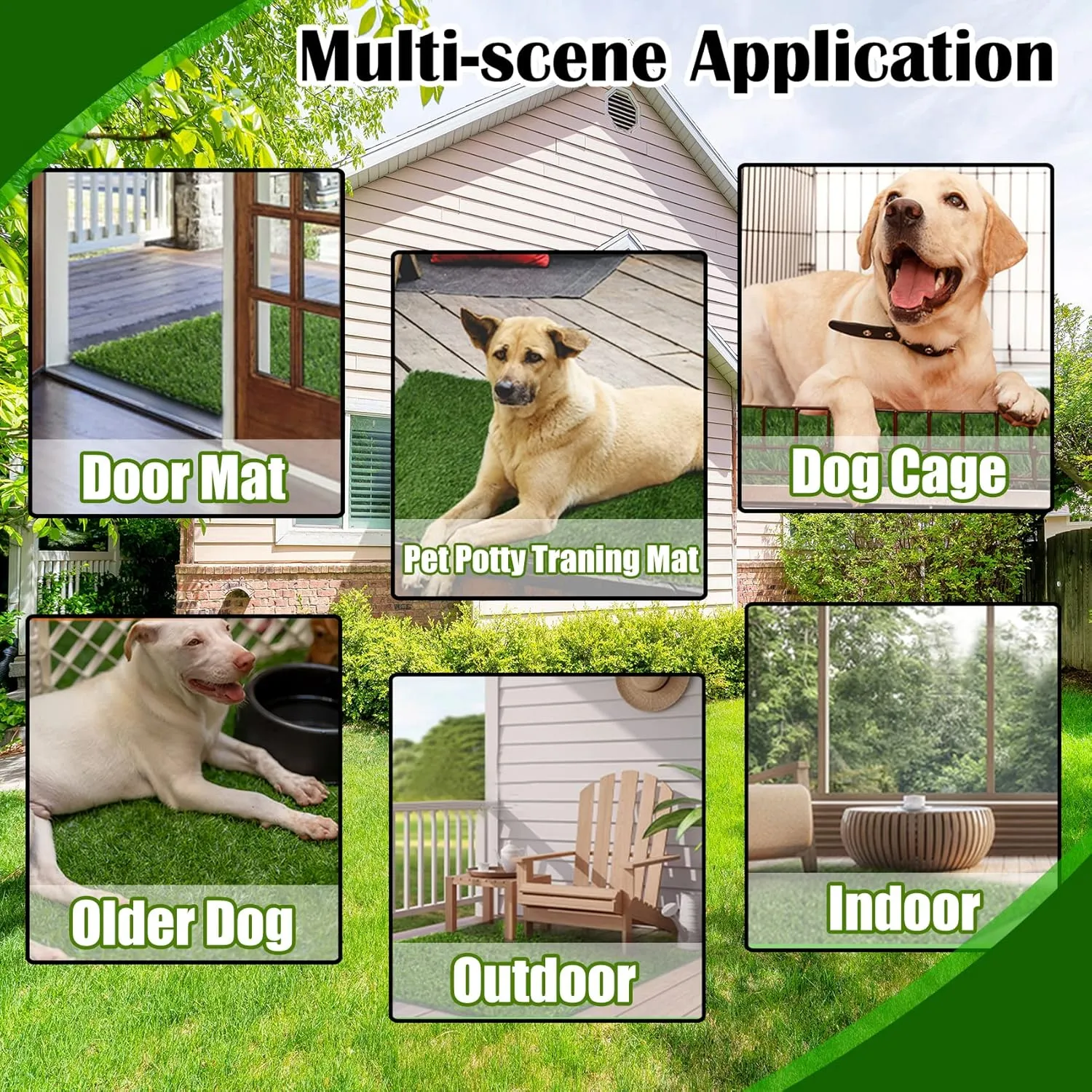 XLX TURF Artificial Grass Mat 48" x 32", Durable Dogs Fake Grass for Pets Potty Training, Artificial Turf Grass Rug for Patio Outdoor Indoor Decor