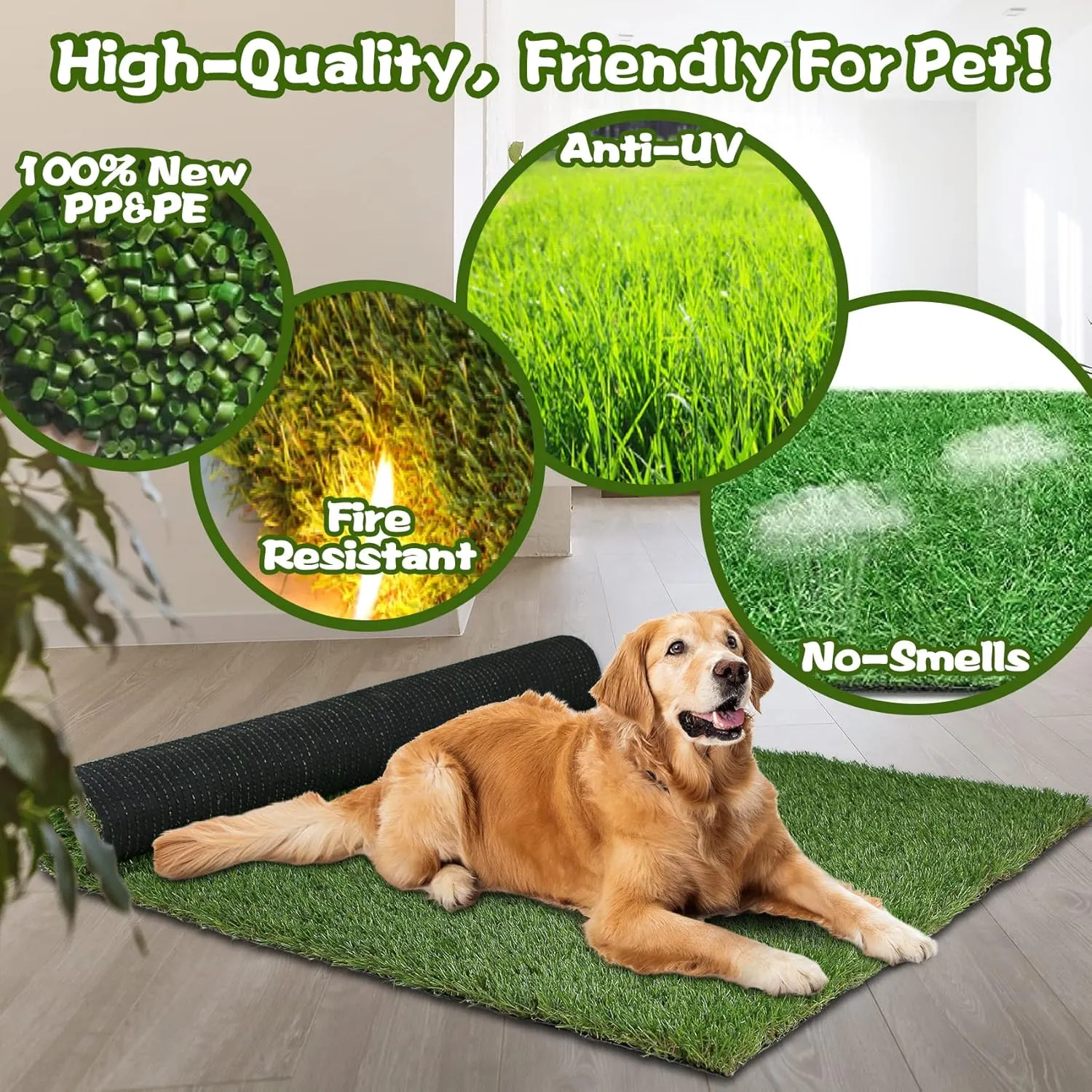 XLX TURF Artificial Grass Mat 48" x 32", Durable Dogs Fake Grass for Pets Potty Training, Artificial Turf Grass Rug for Patio Outdoor Indoor Decor