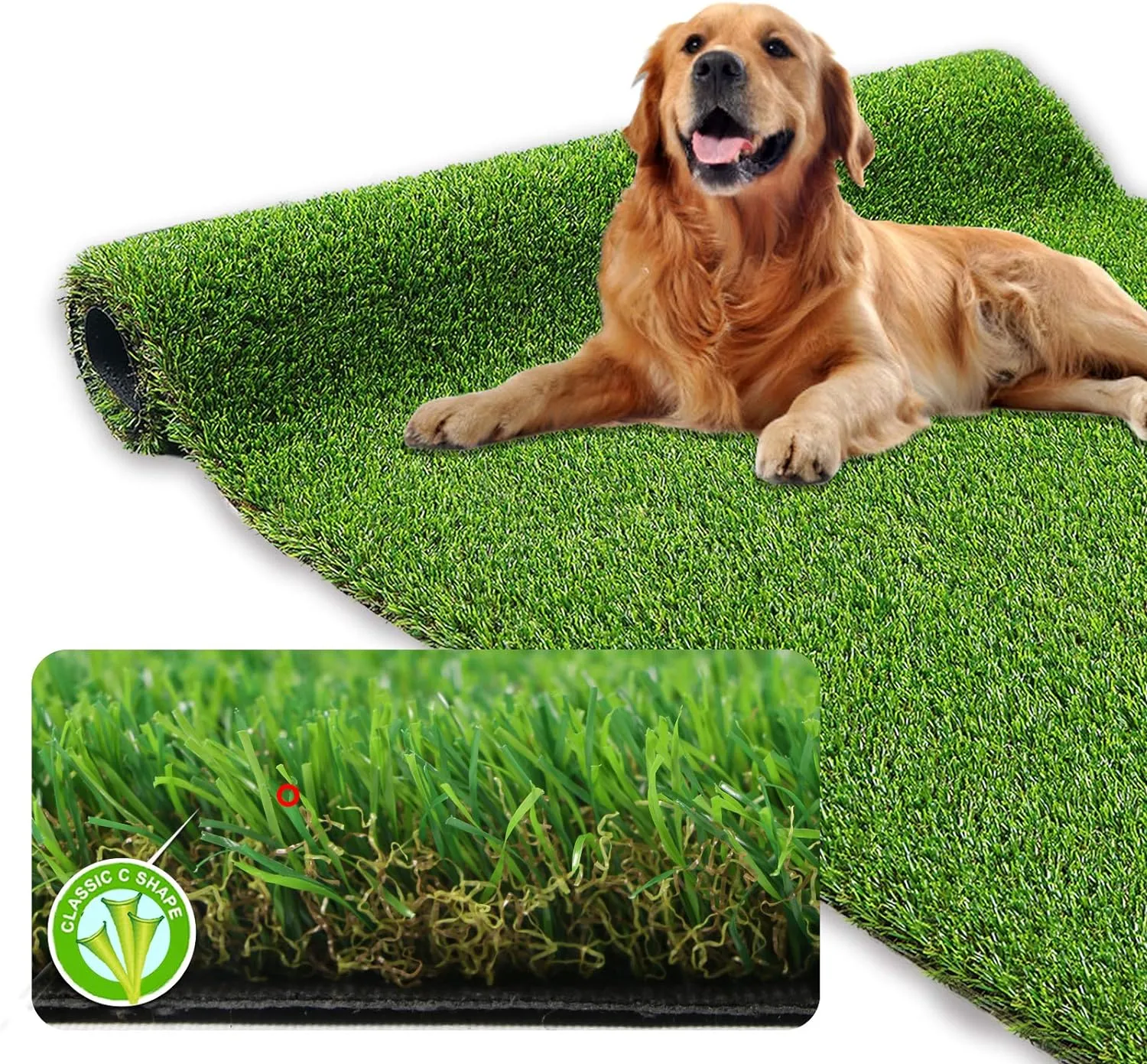 XLX TURF Realistic Artificial Grass Rug Indoor Outdoor Patio - 3ft x 5ft, Thick Fake Grass for Dogs Pet Turf Mat Decor Garden Synthetic Lawn Landscape with Drainage Hole