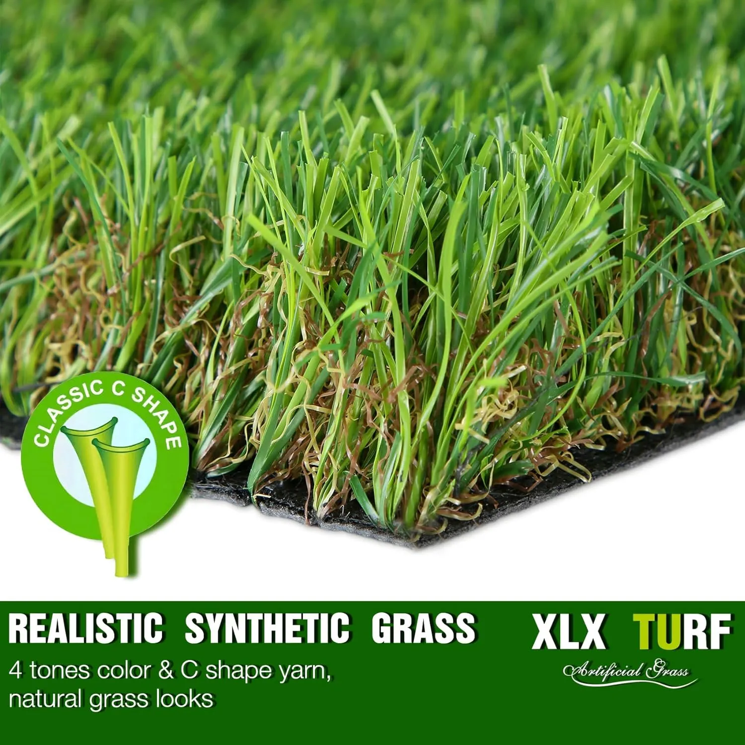 XLX TURF Realistic Artificial Grass Rug Indoor Outdoor Patio - 3ft x 5ft, Thick Fake Grass for Dogs Pet Turf Mat Decor Garden Synthetic Lawn Landscape with Drainage Hole
